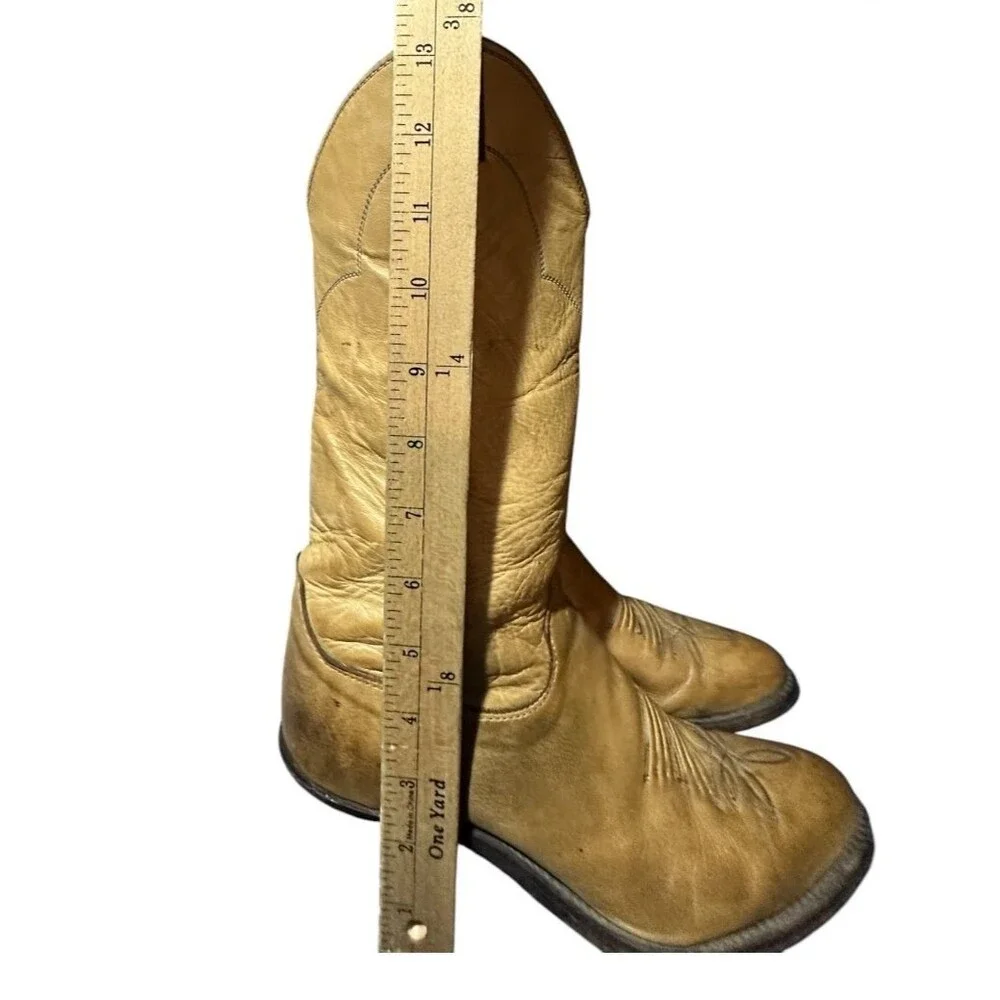 Vintage Justin Cowgirl Boots Tan Leather Womens Sz 6 B Style 40601 Western Heel